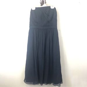J. Crew Mindy Dress Silk Chiffon Strapless Navy Blue Size 8 Bridesmaid